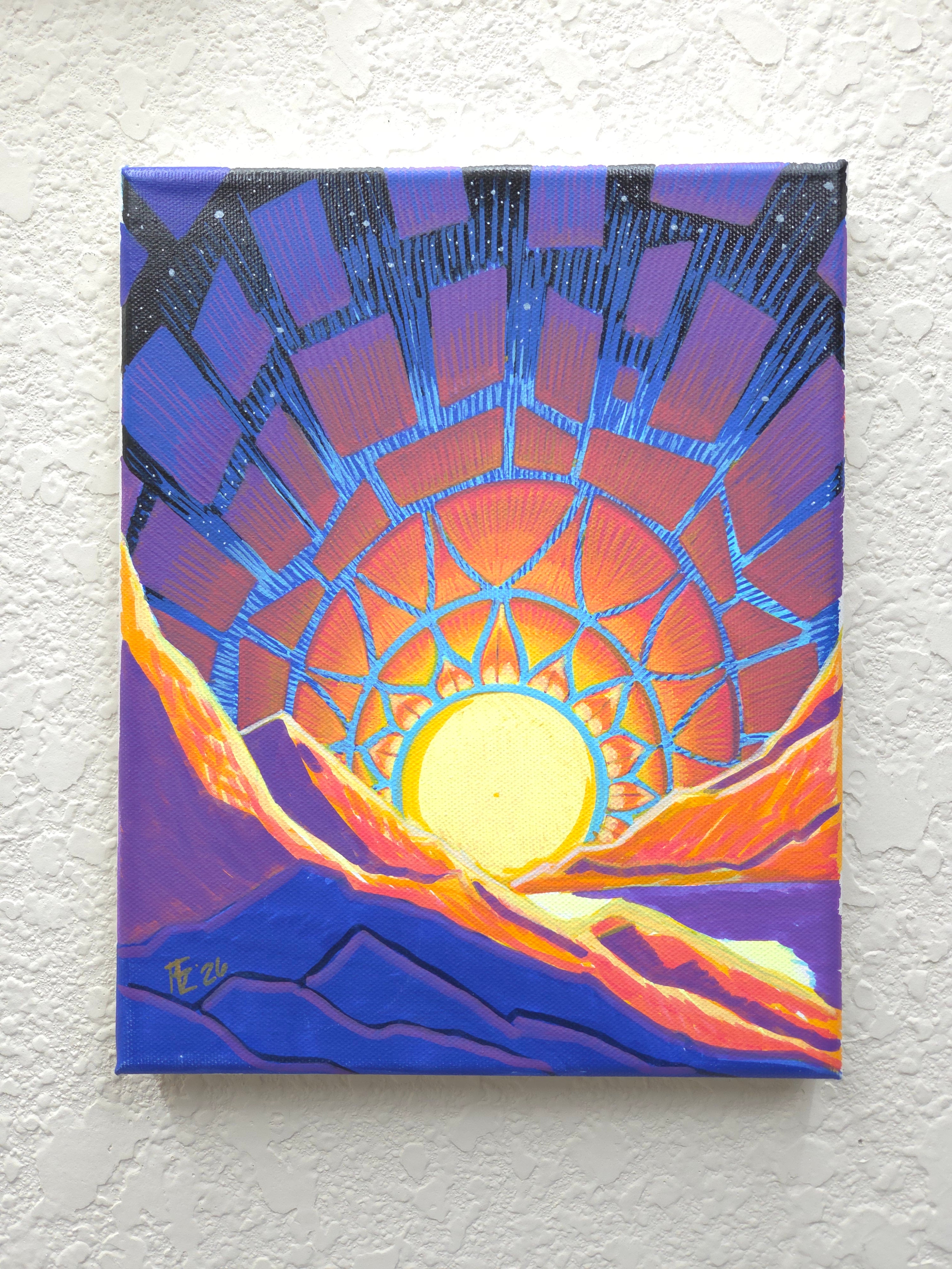 Cosmic Threshold · Broken Sky I · 8×10 · Acrylic on Canvas · 2026