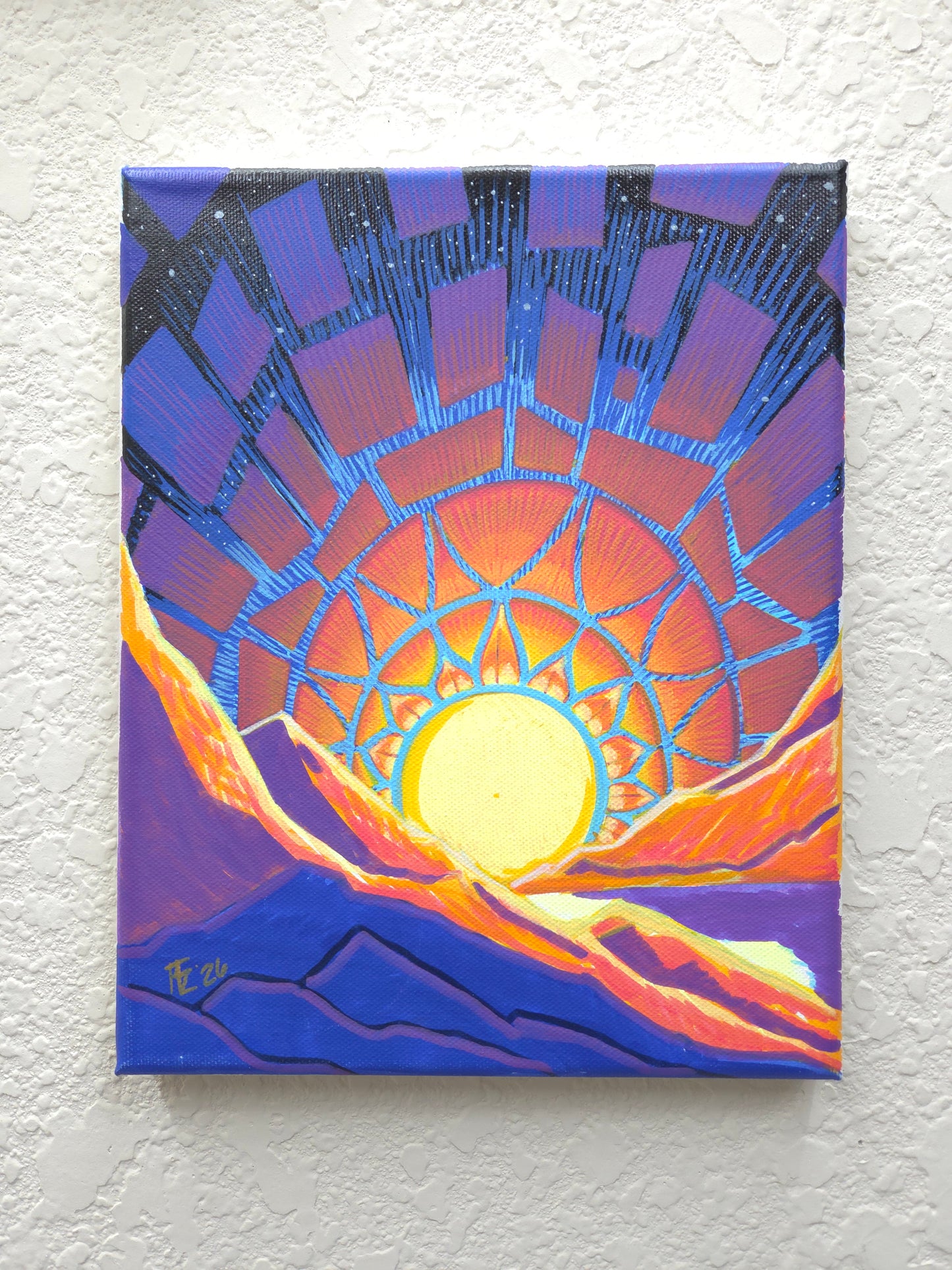 Cosmic Threshold · Broken Sky I · 8×10 · Acrylic on Canvas · 2026