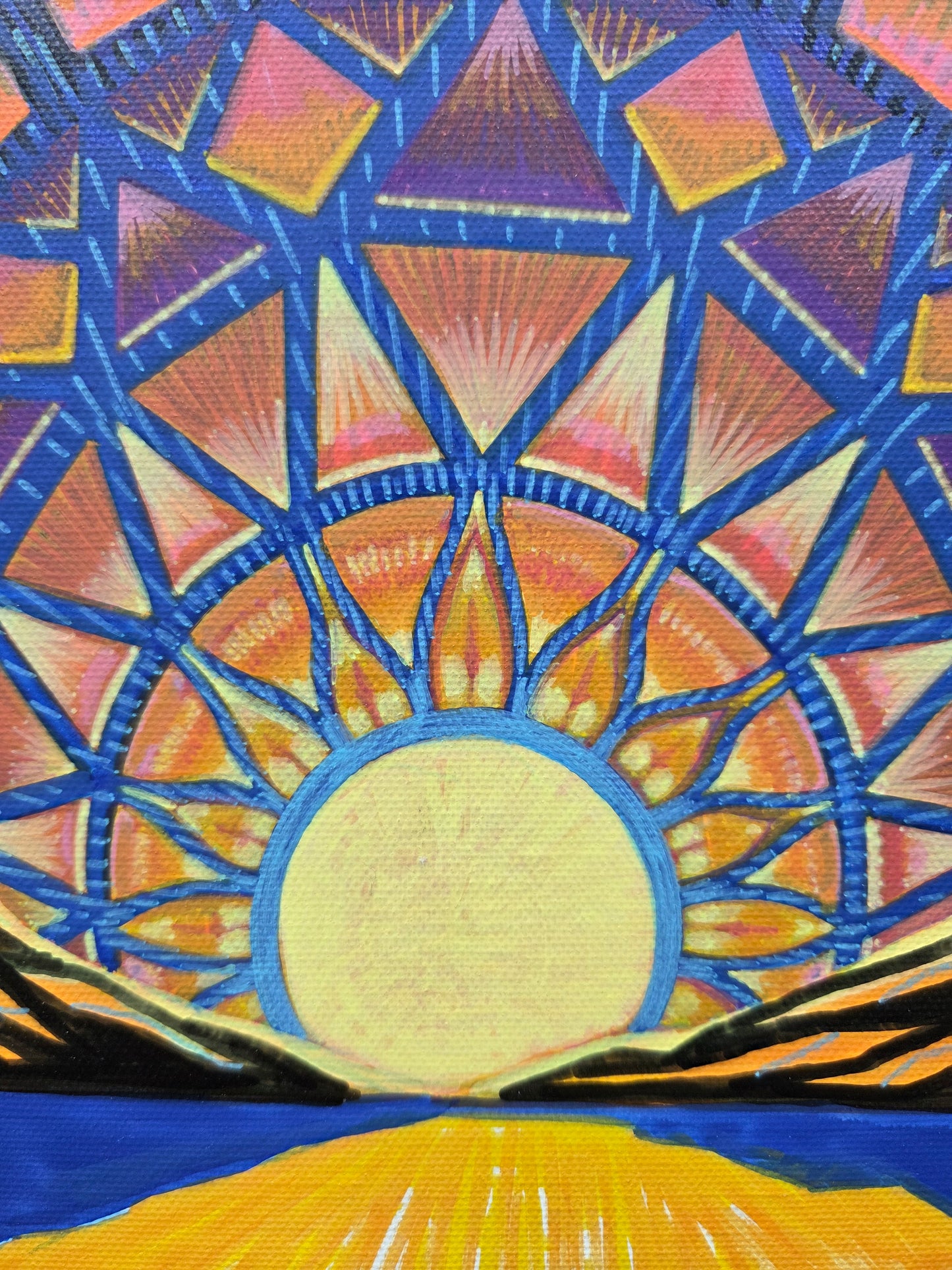 Lattice of Light · Broken Sky III · 8×10 · Acrylic on Canvas · 2026
