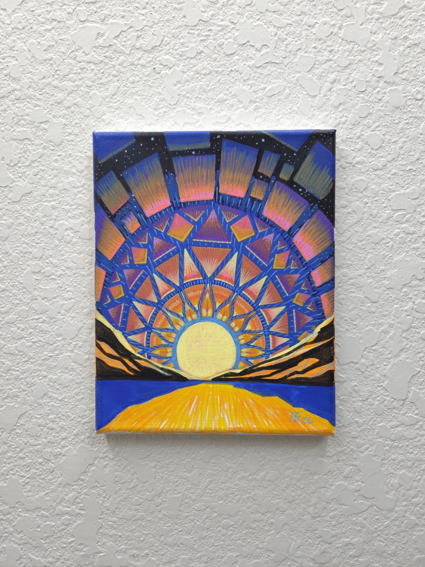 Lattice of Light · Broken Sky III · 8×10 · Acrylic on Canvas · 2026