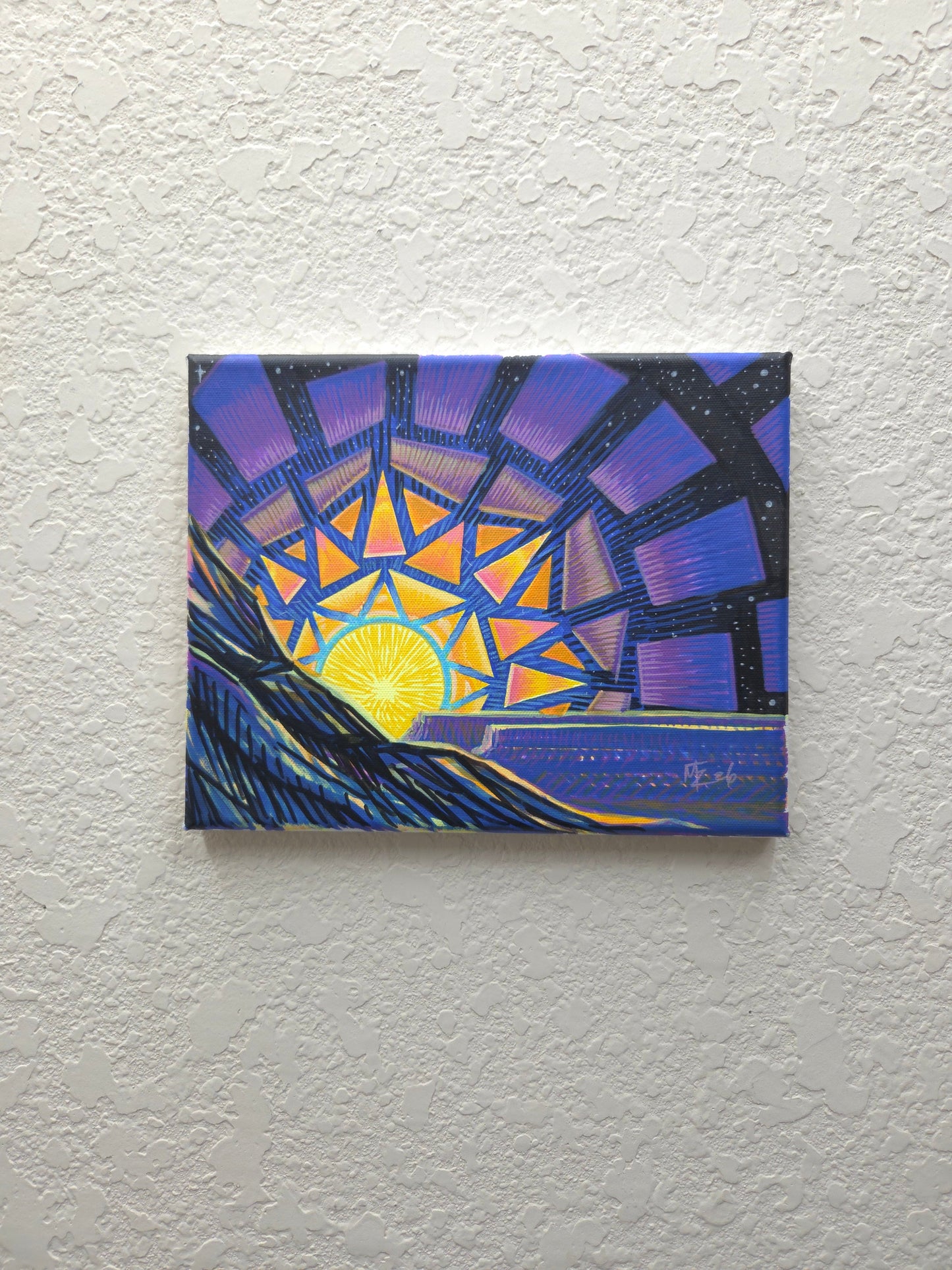 Diamond Hour · Broken Sky V · 8×10 · Acrylic on Canvas · 2026