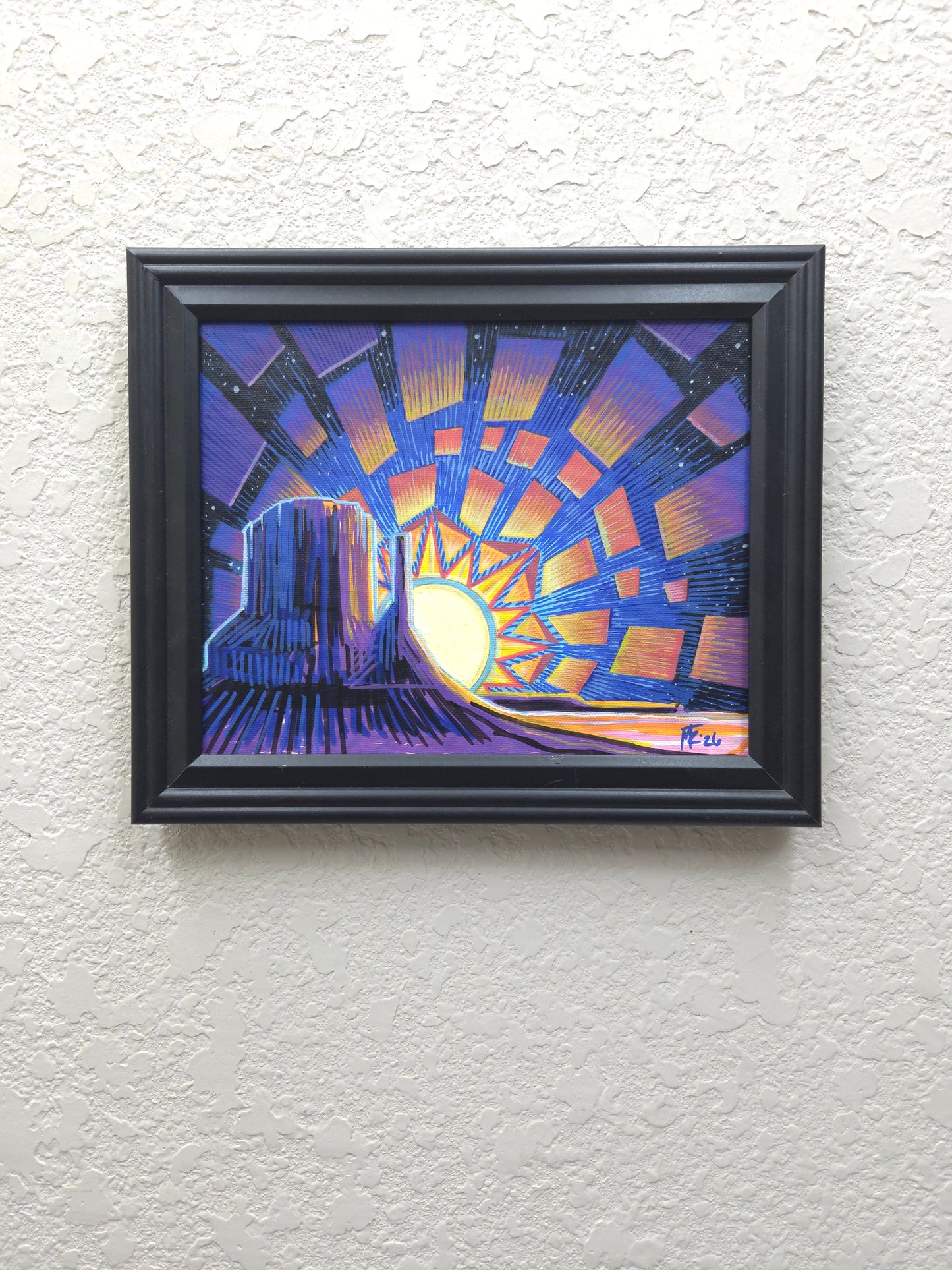 Shattered Sun at the Valley · Broken Sky II · 8×10 · Acrylic on Canvas · 2026